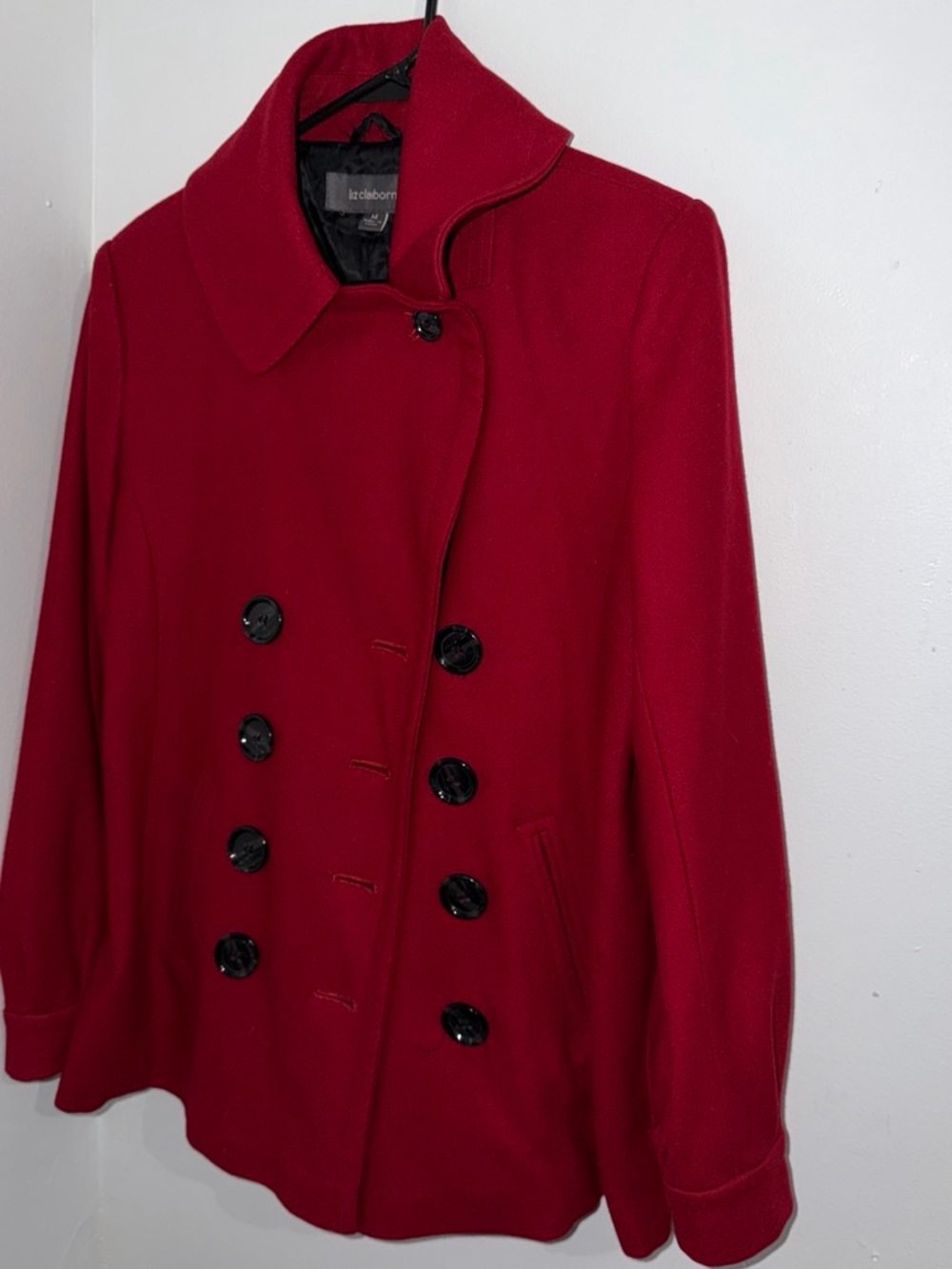 Liz Claiborne Women's Red Double-Breasted Peacoat